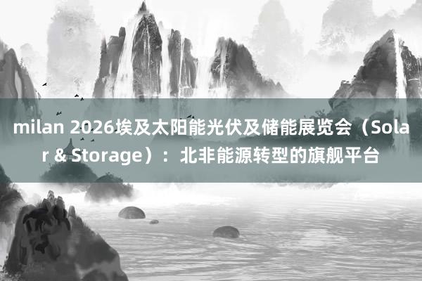 milan 2026埃及太阳能光伏及储能展览会(Solar & Storage):北非能源转型的旗舰平台