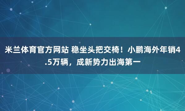 米兰体育官方网站 稳坐头把交椅！小鹏海外年销4.5万辆，成新势力出海第一